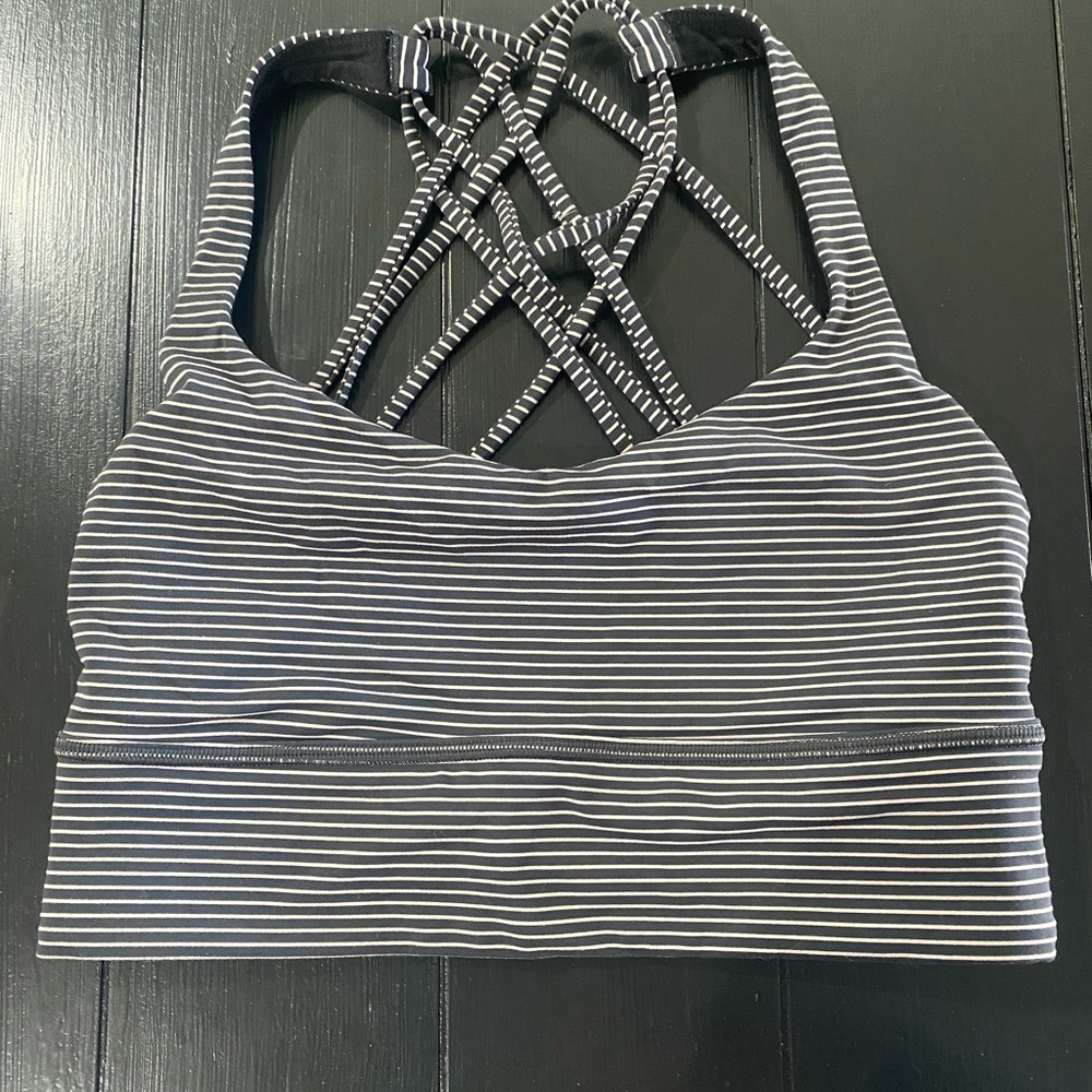 Lululemon - Free to Be Longline Bra Wild - Hype Stripe Deep Coal Mink Berry - 8